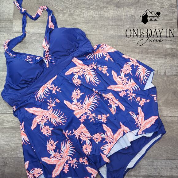 CharmLeaks Plus Size Halter Swimdress Tankini Swimsuit Size 4XL - Picture 3 of 6